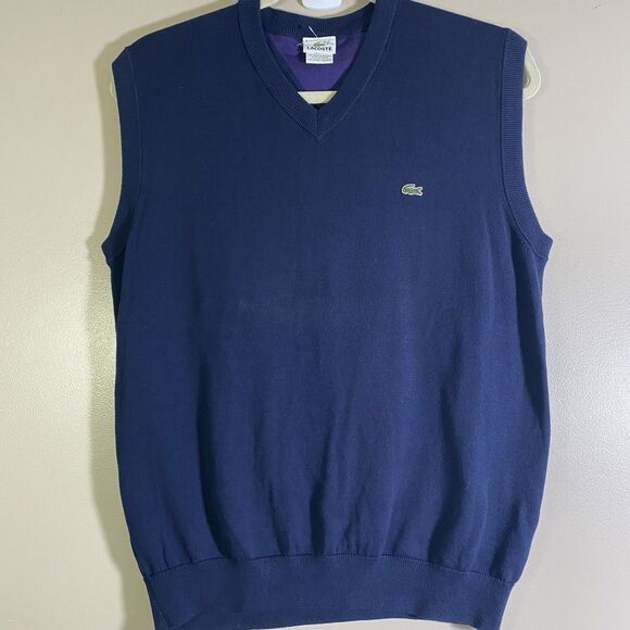 Lacoste Other - Lacoste Cotton Knit Sweater Vest Navy V-Neck Sleeveless Men’s Size 6 XL